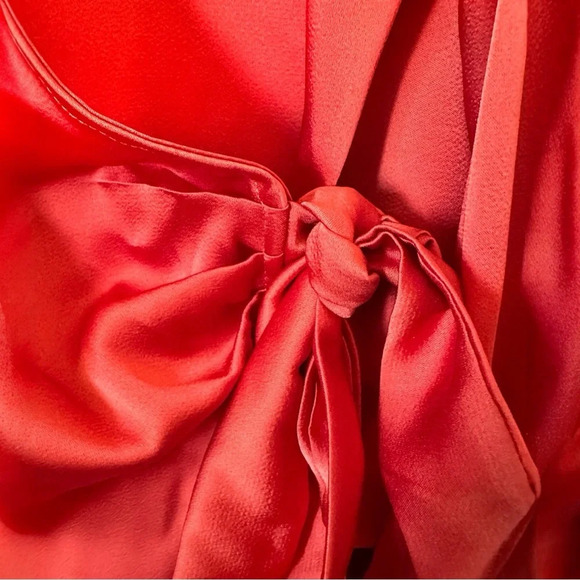 NWT Women’s Plus Sized Satin Wrap Blouse Women's Long Sleeve Elegant Tie Waist - Picture 3 of 8